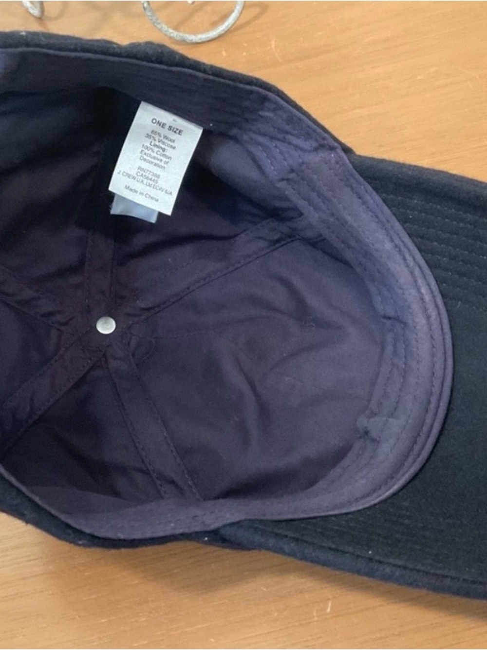 Vintage JCREW Baseball Cap Hat Navy Blue Adjustable Gold Yellow Monogram OS Wool - Picture 8 of 11